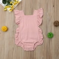 thumbnail image 4 of SUNSIOM Baby Girl Sleeveless Jumpsuit Ruffle Solid Romper Summer Clothes Outfit, 4 of 5