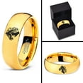 thumbnail image 4 of Tungsten Bronco Horse Horses Equestrian Equine Equidae Band Ring 7mm Men Women Comfort Fit 18k Yellow Gold Dome Polished, 4 of 4