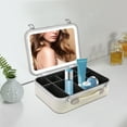thumbnail image 2 of Makeup Train Case Orgarnizer with Rectangular Lights and Mirror, Travel Makeup Carrying Case Cosmetic Organizer White, 2 of 8
