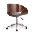 thumbnail image 6 of Stillmore Mid-Century Modern Upholstered Swivel Office Chair, Dark Brown and Walnut, 6 of 11