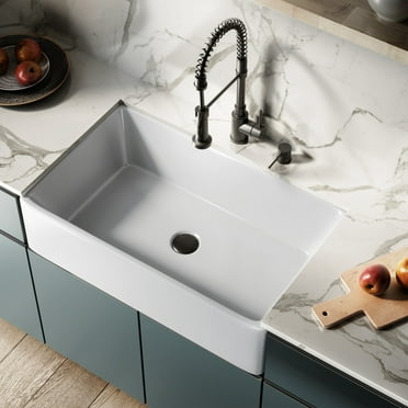 Deervalley Dv 1k119 33 X 20 10 Porcelain Ceramic Rectangular Farmhouse A Kitchen Sink In White Single Bowl Sinks With Grid And Strainer Com Deervalley Dv 1k119 33 X 20 10, American Standard Farmhouse Sink Installation