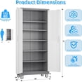 thumbnail image 3 of General 71" H Garage Storage Cabinet with Wheels, Lockable Metal Storage Cabinet with Doors,5 Adjustable Shelves and Pegboard for Garage Home Utility Room,Required Assembly,Grey&White, 3 of 18
