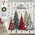 thumbnail image 4 of DAMAI Christmas Shower Curtain Red Black Polka Dot Painting Christmas Tree Bathroom Shower Curtain, Winter Forest Snowflakes Linen Fabric Cloth Shower Curtains with 12 Hooks 70 X 35 Inches, 4 of 6