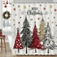 thumbnail image 4 of Cortina de ducha navideña de poliéster blanco, 180 x 89 cm, decoración navideña para baño, con 12 ganchos, impermeable., 4 of 5