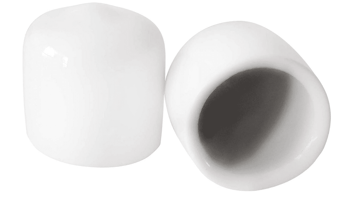 3/8 Inch Round White Vinyl End Cap, Flexible Pipe Post Rubber Cover .375 (20 Pack)