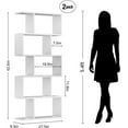 5Tier Geometric Bookcase, SShaped Modern Bookshelf Set of 2, 62.6