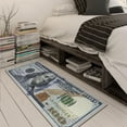 thumbnail image 4 of Ottomanson Machine Washable 100 Dollar Bill Non-Slip Rubberback 20x53 Money Rug, 20" x 53", Blue/Multicolor, 4 of 9