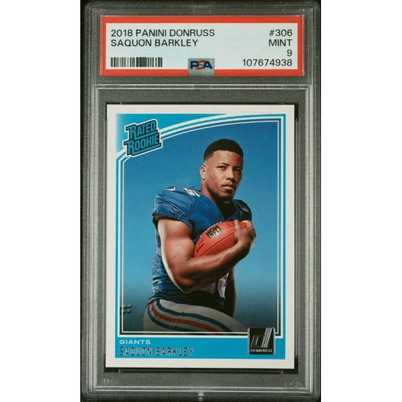 Graded 2018 Panini Donruss Saquon Barkley #306 Rookie RC Football Card PSA 9 Mint