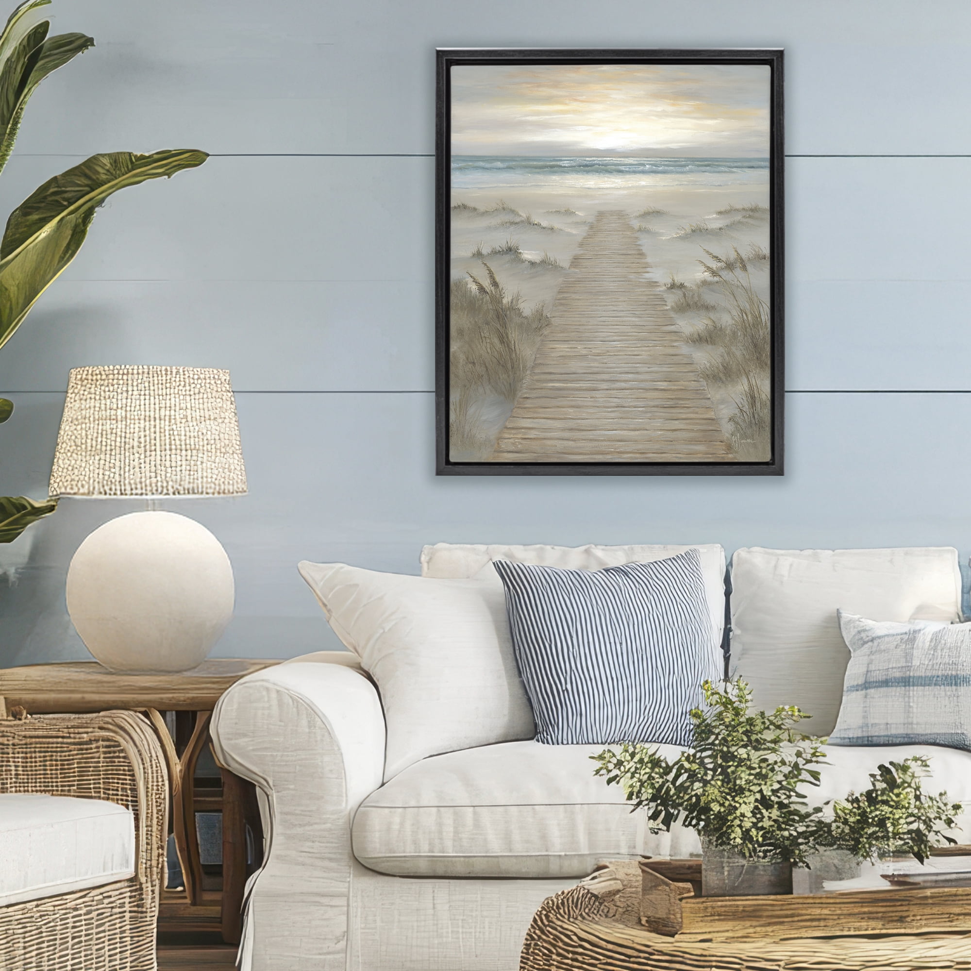 Stupell Industries The Path Towards Sunrise Black Framed Floater Canvas Wall Art, design by Georgia Janisse