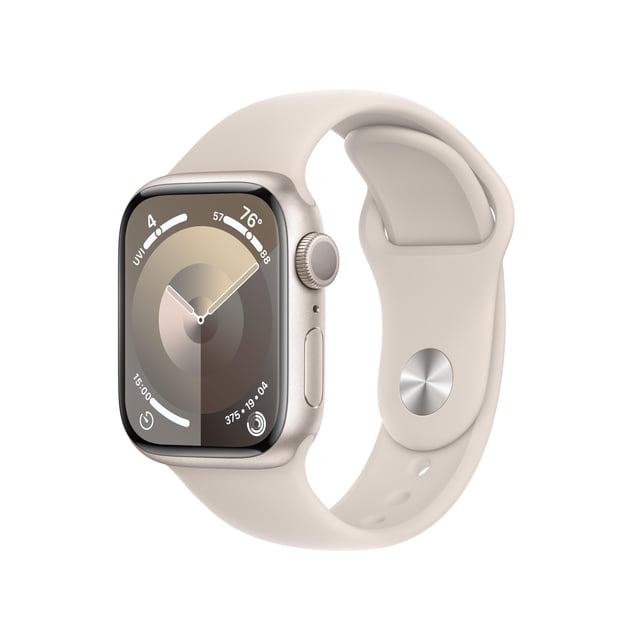 Reloj inteligente Apple Watch Series 9 GPS 41 mm restaurado con caja de aluminio Starlight y correa deportiva Starlight M/L (reacondicionado)