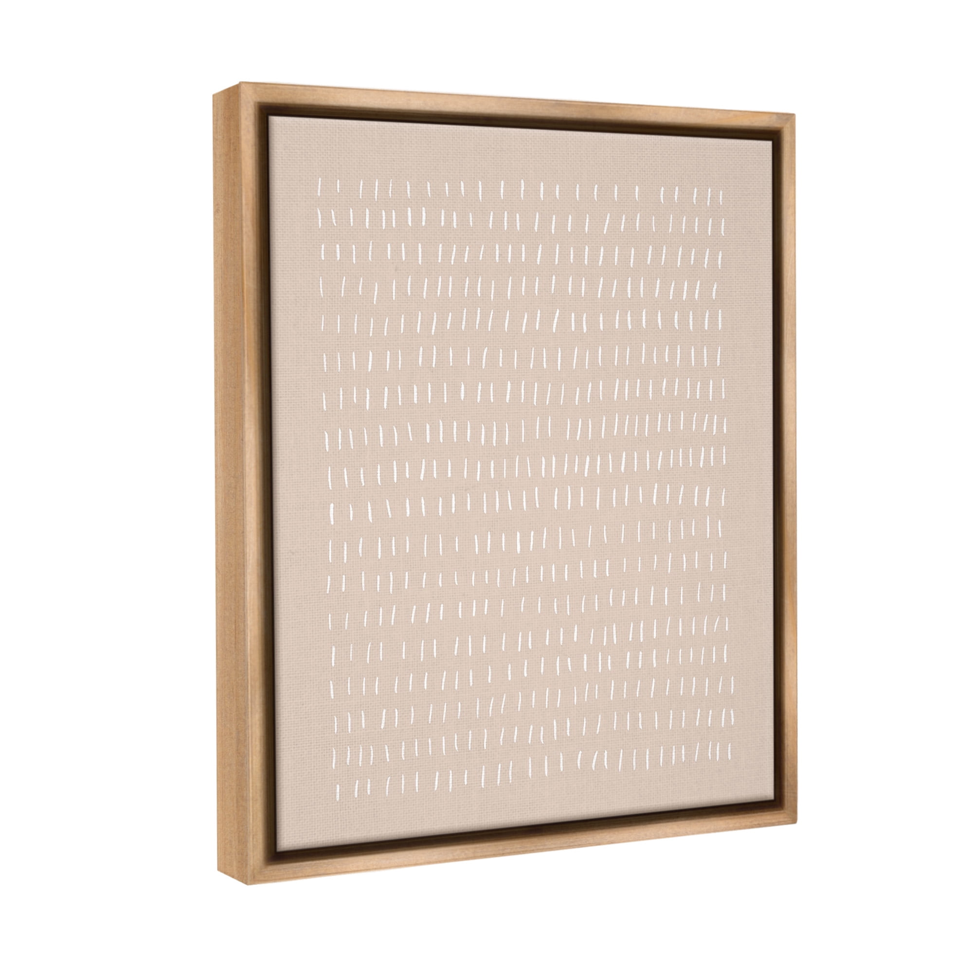 Stupell Industries Beige Dash Pattern Abstract Painting Brown Floater Framed Canvas Art Print Wall Art, 17 x 21