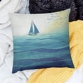 thumbnail image 2 of BANET Aqua Throw Pillow Cushion Cover, Graphic with Birds Seascape Horizon , Decorative Square Accent Pillow Case 18x18in, 2 of 5