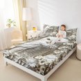 thumbnail image 3 of Manfei Emboss Owl Print King Sheets, White Floral Groovy Bedding, Off White, 4-Piece, 1 Flat Sheet, 1 Fitted Sheet and 2 Pillowcases, 3 of 6