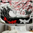thumbnail image 2 of Chilfamy  Japanese Anime Tapestry, Black and White Yin Yang Koi Fish Tapestry for Bedroom Aesthetic, Asian Wave Cherry Blossom Tapestries Poster Beach Blanket College Dorm Home Decor 40x60inch, 2 of 6