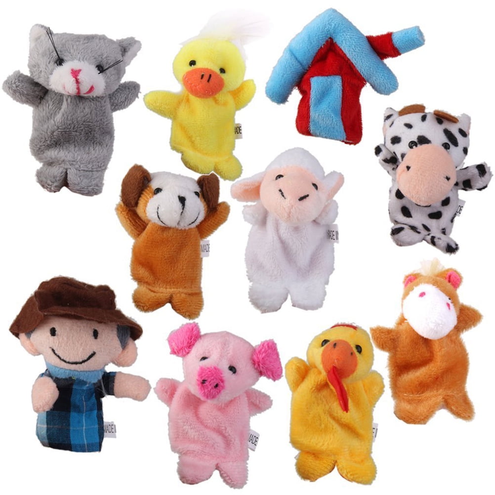 Set of 6 Farm Animal Hand Puppets Children's School Story Telling Puppets 