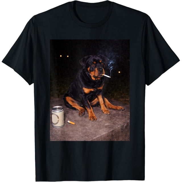 Funny Smoking Dog Rottweiler Meme Camiseta