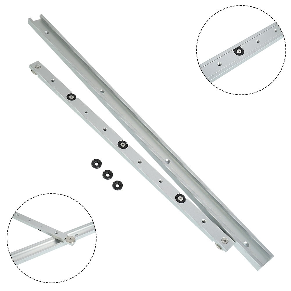 1 Set Aluminum Alloy Miter Track and Miter Bar Slider Table Saw Woodworking Tool 600Mm T Track + 450Mm Miter Bar