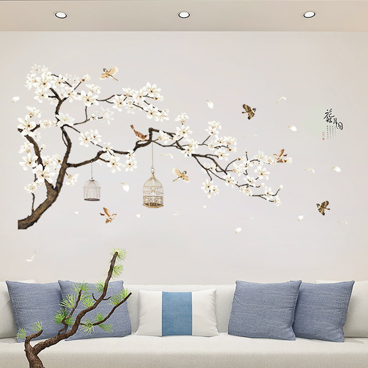 Large Cherry Blossom Flower Birds Tree Wall Stickers Art Decal Home Decor DIY