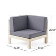 thumbnail image 6 of Keith Outdoor Acacia Wood 8 Seater Sectional Sofa Set with Fire Pit, Light Gray Wash, Dark Gray, and Light Gray, 6 of 10
