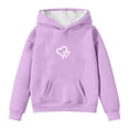 thumbnail image 3 of WOYY Girls Hoodie Heart Print Hooded Sweatshirt Top Loose Fit Soft Pullover, Sizes 2-12, 3 of 3