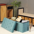 thumbnail image 4 of PINPLUS 31.5" Foldable Ottoman with Storage Bench for Living Room, Footrest Stool Teal Velvet Toy Chest Box, 4 of 12
