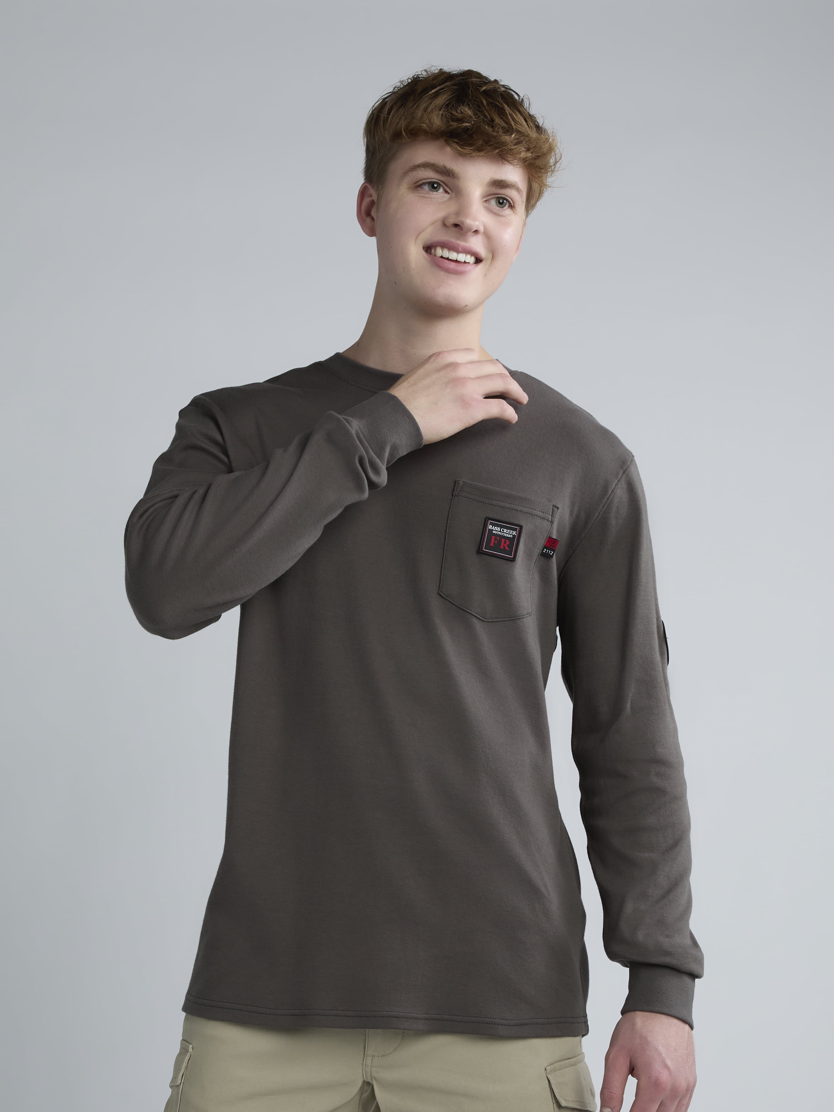 Bass Creek Outfitters Men's Flame Resistant Long Sleeve Crewneck Knit Top, Sizes M-XXL