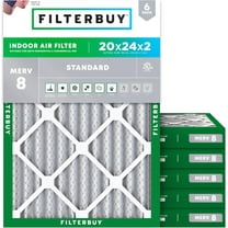Filterbuy 20x24x2 MERV 8 Dust Defense, Pleated HVAC AC Furnace Air Filters (6-Pack)