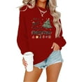 thumbnail image 2 of Gibobby Sudaderas para mujer Sudadera informal de manga larga con cuello redondo y estampado de árbol de Navidad para mujer para la temporada de otoño e invierno(Rojo,M), 2 of 3