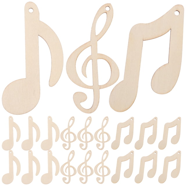 Miangastore 30 Pcs Notes de Musique Découpes Notes de Musique Tranches en Bois Vierges Bricolage