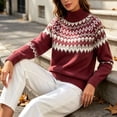 thumbnail image 4 of Women's Fair Isle Sweater Mock Neck Long Sleeve Loose Fit Casual Pullover Top, 4 of 8