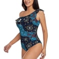 thumbnail image 3 of Picia Bohemian Turtle Pattern Women's One Piece Swimsuits,One Shoulder Swimwear Asymmetric ,Ruffle Monokinis Bathing Suits,High Waisted Flattering Bathing Suits-Medium, 3 of 8