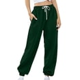 thumbnail image 2 of ALLLIST Casual Women's Sweatpants Loose Fit Athletic Pants Plain Green Elastic Waistband Lounge Women's Pants, 2 of 9