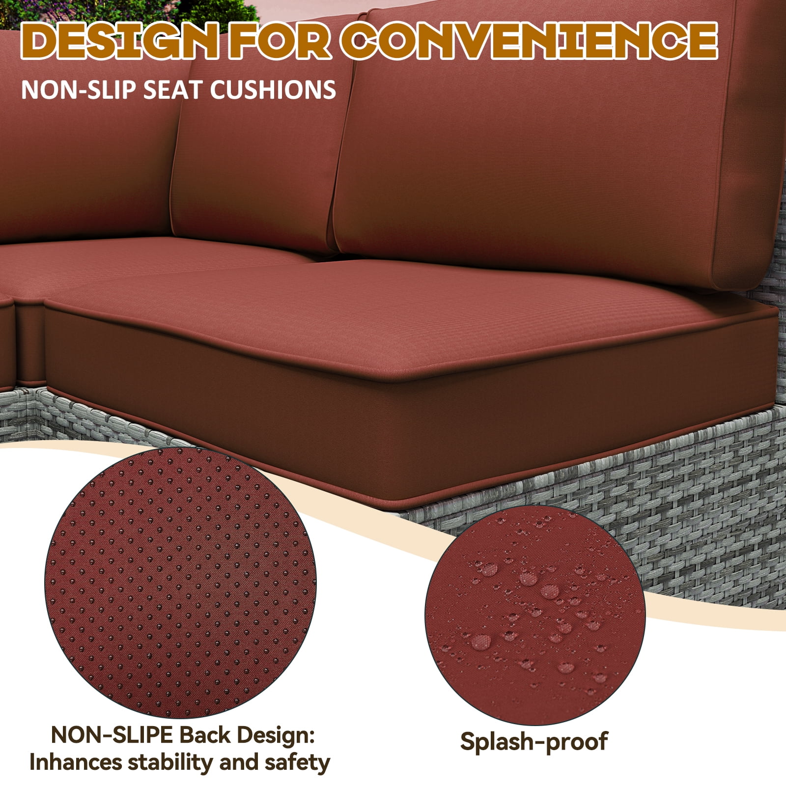 Yalissey Outdoor Replacement Cushions for Patio Furniture,Water-Resistant Sofa Cushions for Rattan Wicker Sectional Patio Conversation Sets,14-Piece Outdoor Couch Cushions Patio Sofa,Red