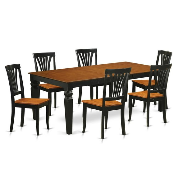 East West Furniture Logan 7-piece Wood Dinette Set in Black/Cherry