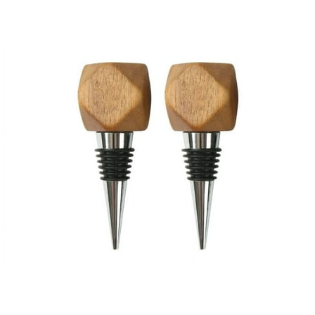Better Homes & Gardens Wine Bottle Stopper with Hexagonal Acacia Wooden Knob and Nickel Plated Aluminum finish