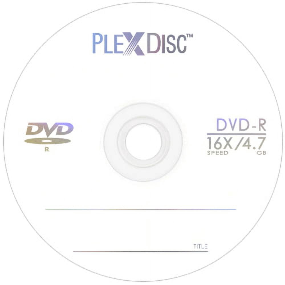 PlexDisc DVD-R 16X 4.7GB Logo Top Recordable Blank Discs 50-Pack Spindle – Write Once Optical Media
