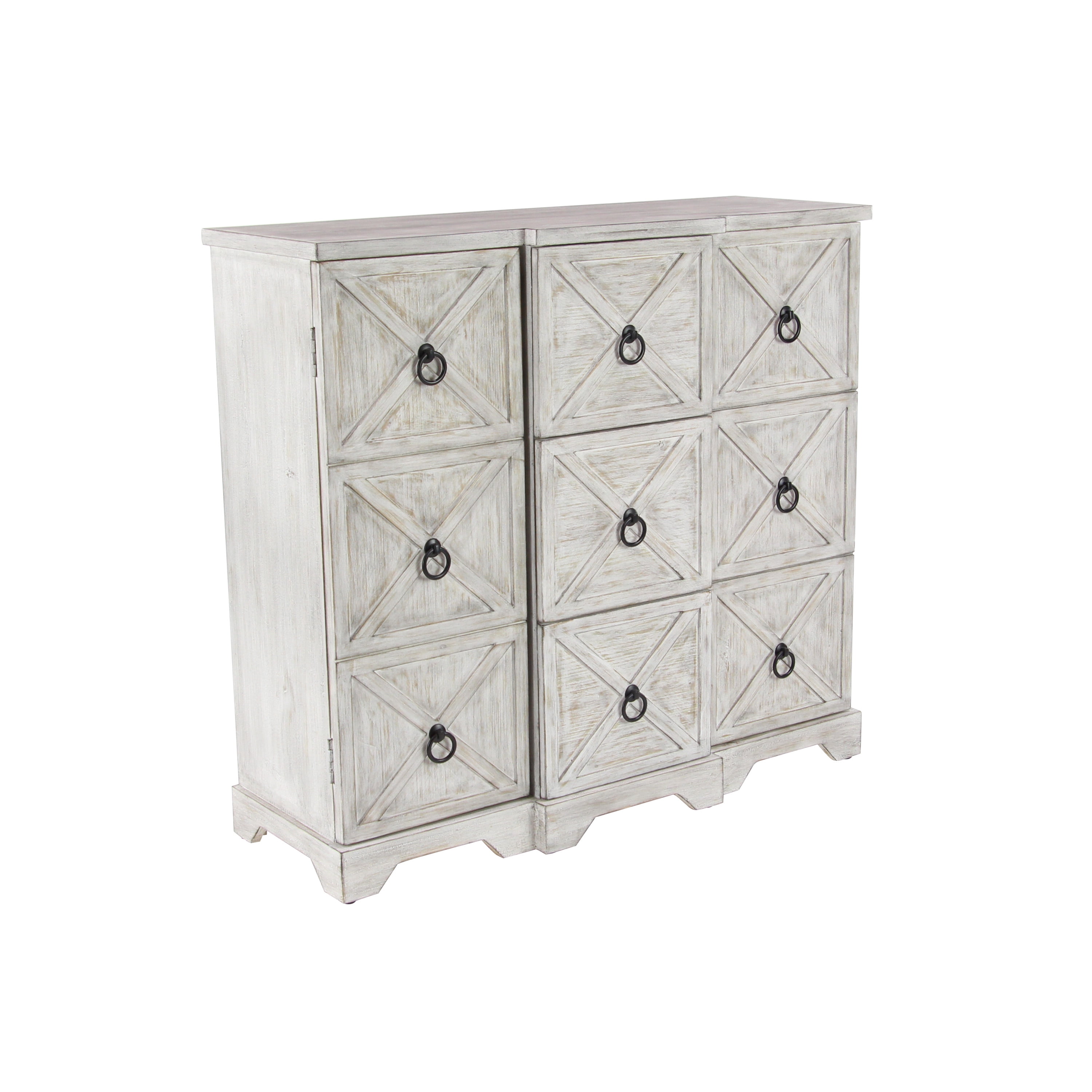 DecMode 36" x 33" White Wood 3 Drawers and 6 Shelves Cabinet, 1-Piece