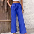 thumbnail image 2 of Kovlvoll Wide Leg Pants for Women High Elastic Waist Drawstring Solid Color Casual Trousers with Pockets, 2 of 7