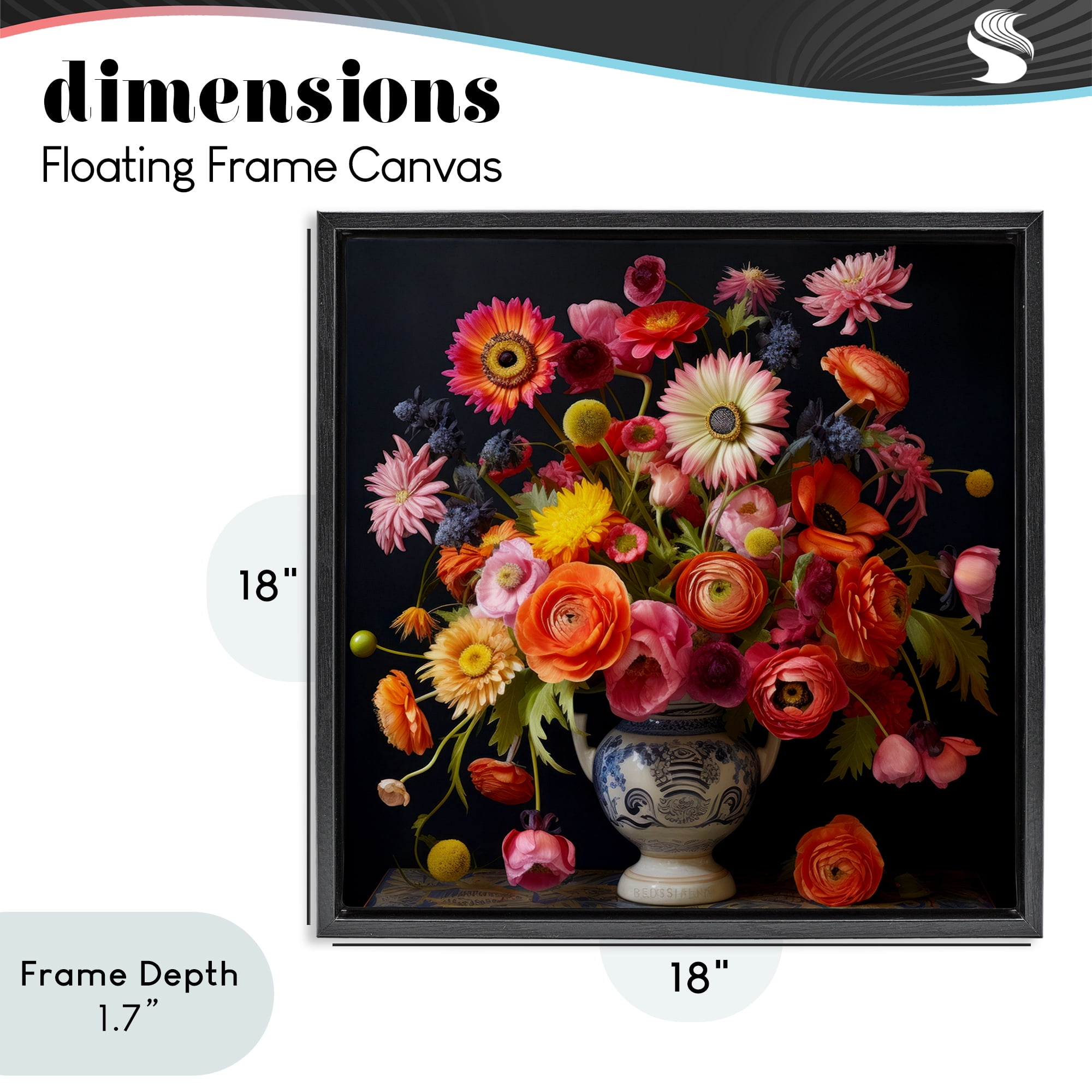 Stupell Industries Harmonious Spring Bouquet Black Framed Floater Canvas Wall Art, design by Lazar Studio