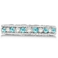 thumbnail image 3 of Diamond and Aquamarine Band Filigree Design Ring 14k White Gold (0.60ct), 3 of 6