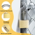 thumbnail image 3 of Uxcell Padlock with Keys, (1-17/64" Wide Body 1.9" Long Shackle, 5 Pcs), Brass Waterproof Rustproof Keyed Locks, Suit For-Storage Unit/Sheds/Garages/Fence/Gym Locker, 3 of 7