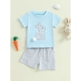 thumbnail image 3 of aturustex Little Boys 2pcs Easter Shorts Outfits 3M 6M 12M 18M 2T 3T Toddler Baby Short Sleeve T-shirt Crew Neck Shirts Rabbit Embroidery Tops Elasticaily Clothes Beachwear for Holiday Party, 3 of 8