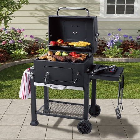 EXPERT GRILL CHARCOAL GRILL, 24 INCH HEAVY DUTY CHARCOAL GRILL WITH WHEELS, BLACK