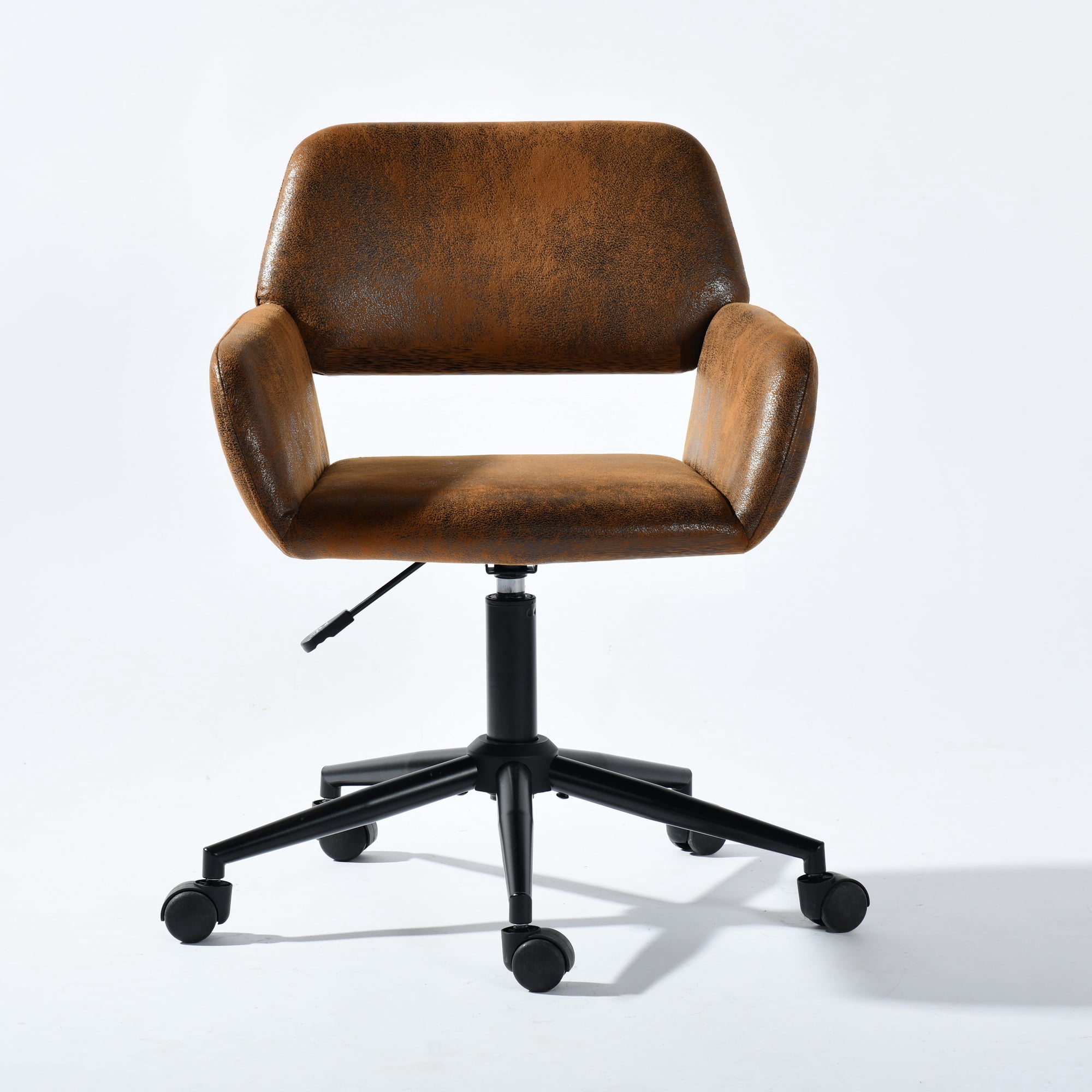 Homy Casa Adjustable Swivel Desk Chair, Modern Office Chair with Armrest for Home & Study, Suede Brown
