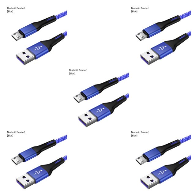 Cable USB Methold de nylon reemplazo de línea de datos de Carga rápida para Android Micro USB Azul 2M