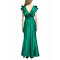 thumbnail image 2 of Badgley Mischka womens  V-Neck Ruffle Gown, 14, Green, 2 of 3