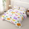 thumbnail image 3 of Homewish Kawaii Dino Twin Quilt Set,Cartoon Wildlife Twin Coverlet Set,White,2 Pieces, 3 of 7
