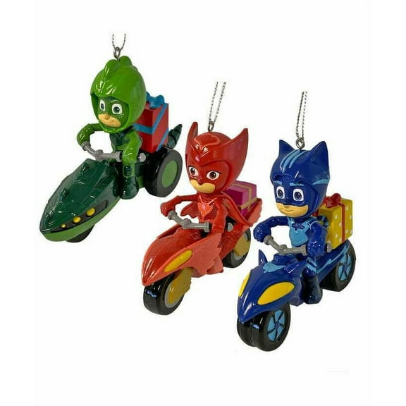 Set of 3 PJ MASKS On Vehicles Christmas Ornaments, by Kurt Adler