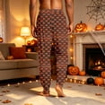 thumbnail image 7 of Men's Halloween Jogger Pajama Pants, Drawstring Two Pocket Printed Cuffed Lounge Sleep Trousers Nightwear Slacks, Saffron, L, 7 of 7