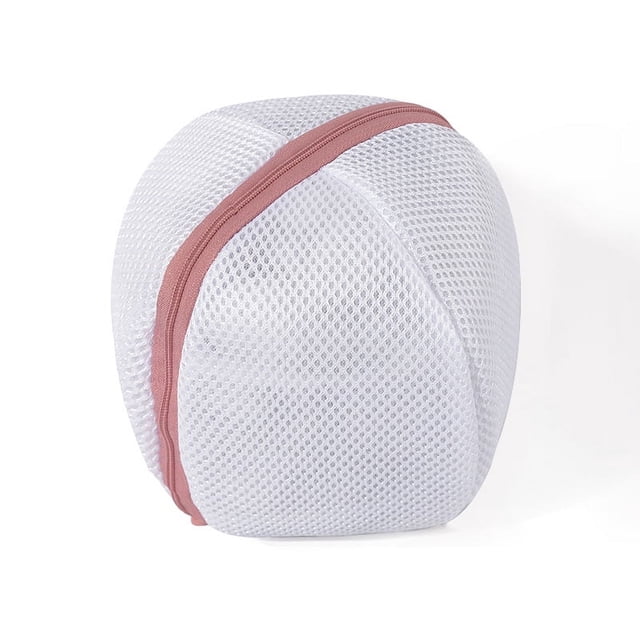 Xiao Hua Bolsa de lavandería plegable de 2 piezas, bolsa para lavar sujetadores, antideformación, para ropa interior, con cremallera protectora (rosa)